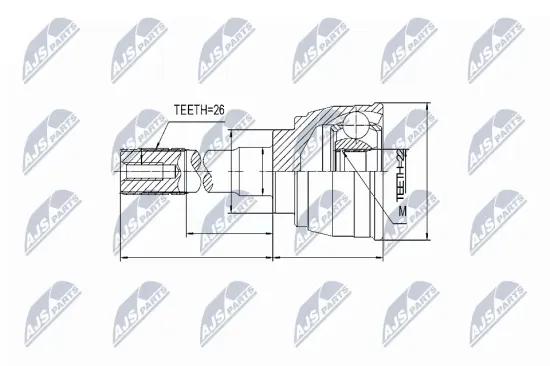 Gelenksatz, Antriebswelle radseitig NTY NPZ-SU-006 Bild Gelenksatz, Antriebswelle radseitig NTY NPZ-SU-006