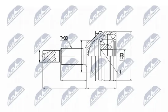 Gelenksatz, Antriebswelle Vorderachse rechts NTY NPZ-TY-074 Bild Gelenksatz, Antriebswelle Vorderachse rechts NTY NPZ-TY-074