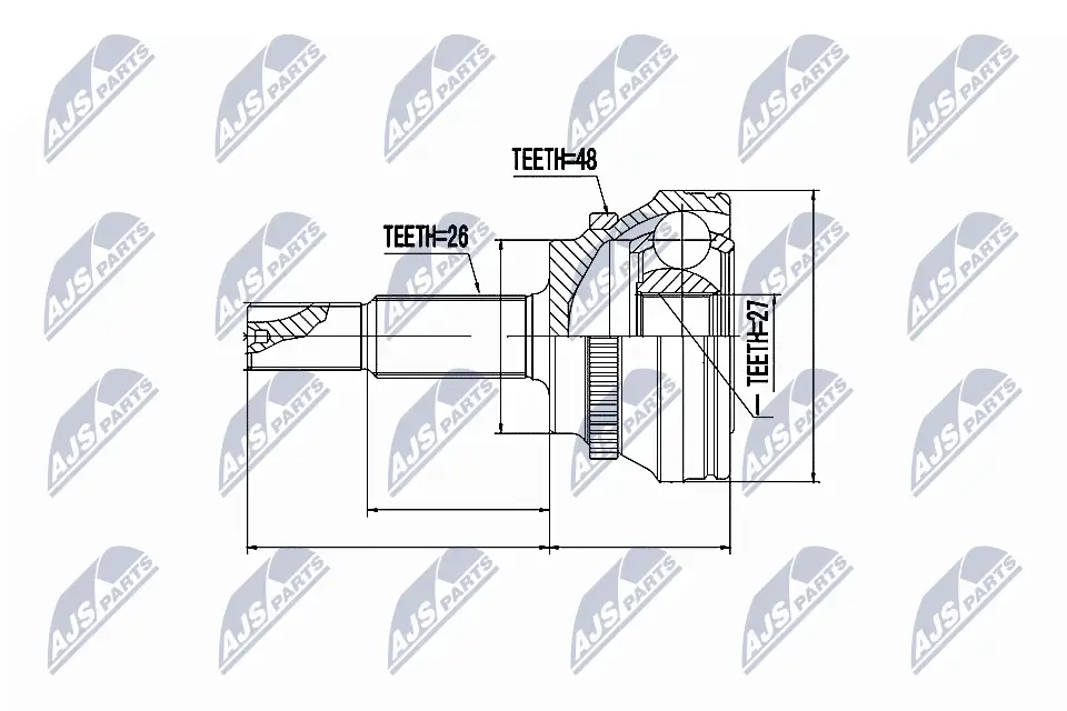 Gelenksatz, Antriebswelle Vorderachse links Vorderachse rechts NTY NPZ-TY-081