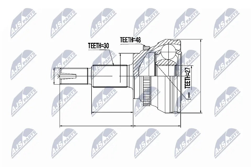 Gelenksatz, Antriebswelle Vorderachse rechts NTY NPZ-TY-094