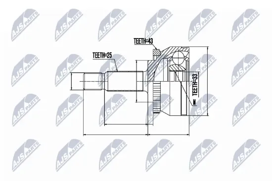 Gelenksatz, Antriebswelle Vorderachse links Vorderachse rechts NTY NPZ-VV-002 Bild Gelenksatz, Antriebswelle Vorderachse links Vorderachse rechts NTY NPZ-VV-002