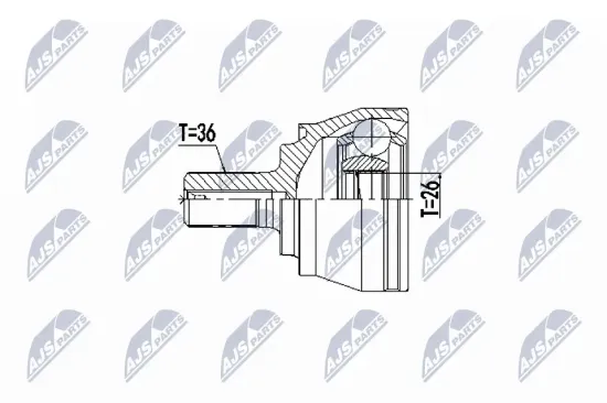 Gelenksatz, Antriebswelle Vorderachse radseitig NTY NPZ-VV-027 Bild Gelenksatz, Antriebswelle Vorderachse radseitig NTY NPZ-VV-027