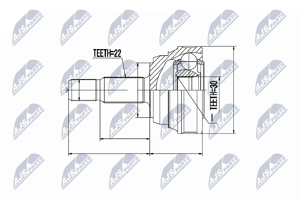Gelenksatz, Antriebswelle Vorderachse radseitig NTY NPZ-VW-013