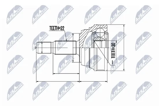 Gelenksatz, Antriebswelle Vorderachse radseitig NTY NPZ-VW-013 Bild Gelenksatz, Antriebswelle Vorderachse radseitig NTY NPZ-VW-013