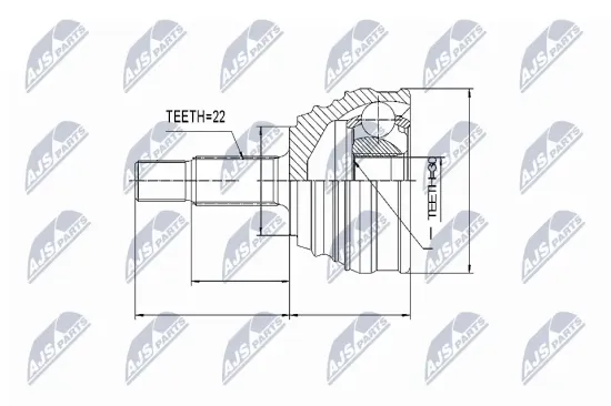 Gelenksatz, Antriebswelle radseitig NTY NPZ-VW-034 Bild Gelenksatz, Antriebswelle radseitig NTY NPZ-VW-034