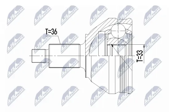 Gelenksatz, Antriebswelle Vorderachse radseitig NTY NPZ-VW-049 Bild Gelenksatz, Antriebswelle Vorderachse radseitig NTY NPZ-VW-049