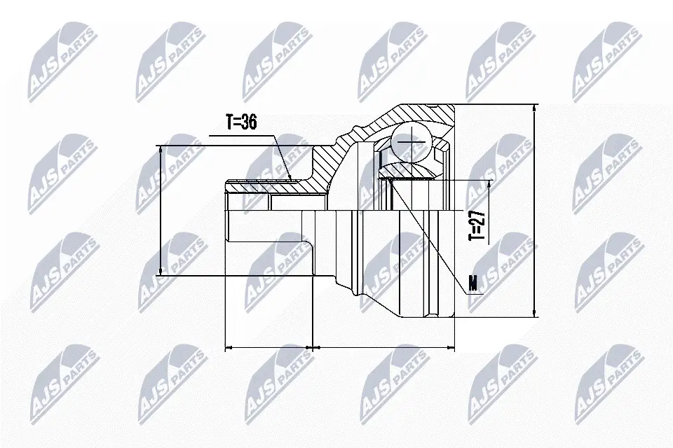 Gelenksatz, Antriebswelle Vorderachse radseitig NTY NPZ-WW-019