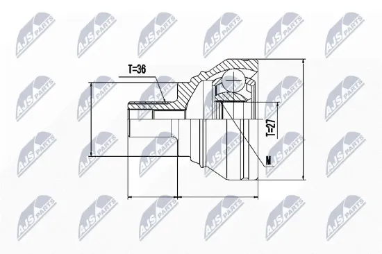 Gelenksatz, Antriebswelle Vorderachse radseitig NTY NPZ-WW-019 Bild Gelenksatz, Antriebswelle Vorderachse radseitig NTY NPZ-WW-019