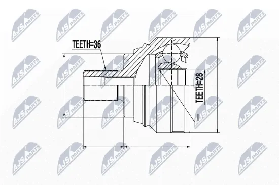 Gelenksatz, Antriebswelle Vorderachse radseitig NTY NPZ-WW-040 Bild Gelenksatz, Antriebswelle Vorderachse radseitig NTY NPZ-WW-040