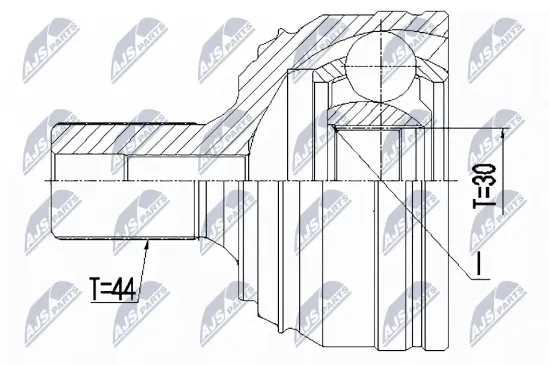 Gelenksatz, Antriebswelle radseitig Vorderachse NTY NPZ-WW-044 Bild Gelenksatz, Antriebswelle radseitig Vorderachse NTY NPZ-WW-044