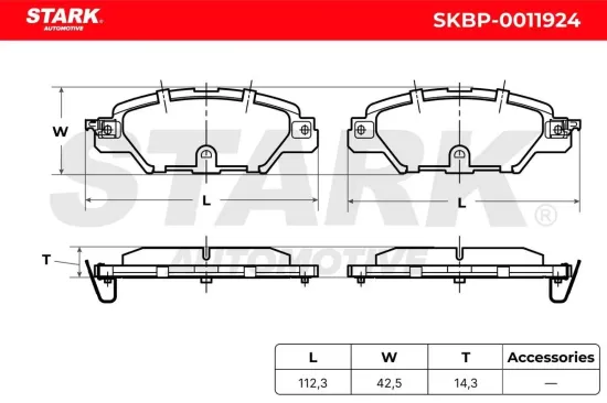 Bremsbelagsatz, Scheibenbremse Hinterachse Stark SKBP-0011924 Bild Bremsbelagsatz, Scheibenbremse Hinterachse Stark SKBP-0011924