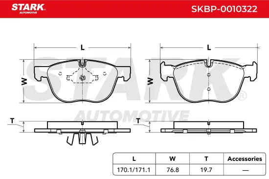 Bremsbelagsatz, Scheibenbremse Vorderachse Stark SKBP-0010322 Bild Bremsbelagsatz, Scheibenbremse Vorderachse Stark SKBP-0010322