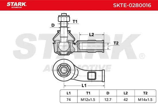 Spurstangenkopf Vorderachse links Stark SKTE-0280016 Bild Spurstangenkopf Vorderachse links Stark SKTE-0280016
