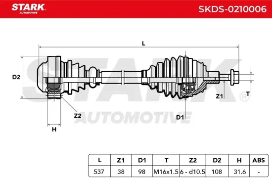 Antriebswelle Vorderachse Vorderachse links Vorderachse rechts Stark SKDS-0210006 Bild Antriebswelle Vorderachse Vorderachse links Vorderachse rechts Stark SKDS-0210006