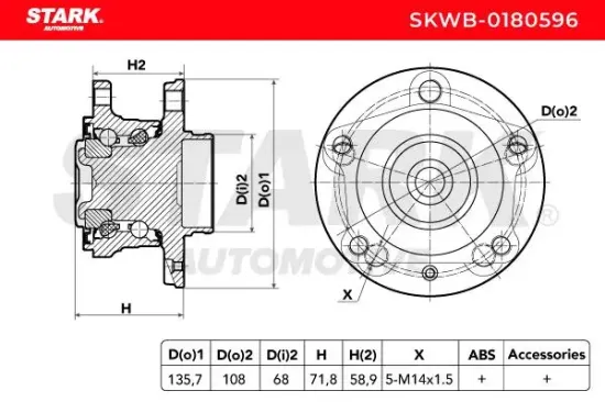 Radlagersatz Hinterachse beidseitig Stark SKWB-0180596 Bild Radlagersatz Hinterachse beidseitig Stark SKWB-0180596