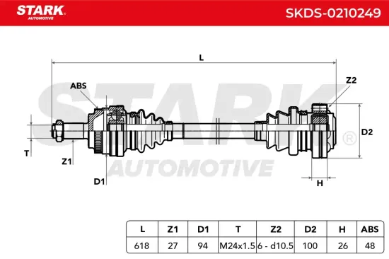 Antriebswelle Hinterachse Stark SKDS-0210249 Bild Antriebswelle Hinterachse Stark SKDS-0210249