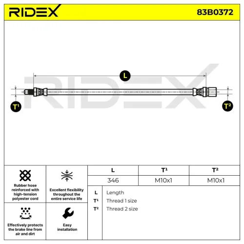 Bremsschlauch RIDEX 83B0372 Bild Bremsschlauch RIDEX 83B0372