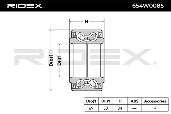 Radlagersatz Vorderachse beidseitig RIDEX 654W0085 Bild Radlagersatz Vorderachse beidseitig RIDEX 654W0085