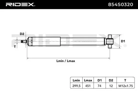 Stoßdämpfer Hinterachse RIDEX 854S0320 Bild Stoßdämpfer Hinterachse RIDEX 854S0320