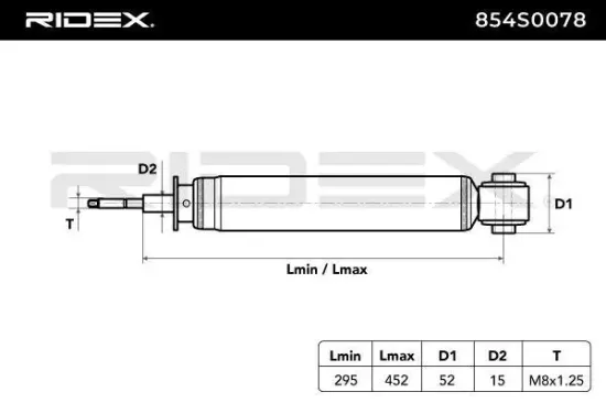 Stoßdämpfer Hinterachse RIDEX 854S0078 Bild Stoßdämpfer Hinterachse RIDEX 854S0078