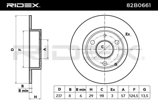 Bremsscheibe Vorderachse RIDEX 82B0661 Bild Bremsscheibe Vorderachse RIDEX 82B0661