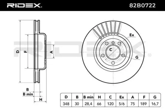 Bremsscheibe Vorderachse RIDEX 82B0722 Bild Bremsscheibe Vorderachse RIDEX 82B0722