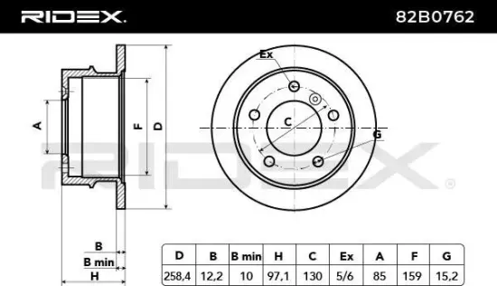 Bremsscheibe Hinterachse RIDEX 82B0762 Bild Bremsscheibe Hinterachse RIDEX 82B0762