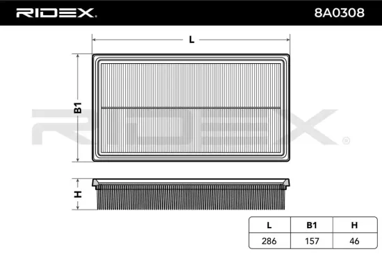 Luftfilter RIDEX 8A0308 Bild Luftfilter RIDEX 8A0308