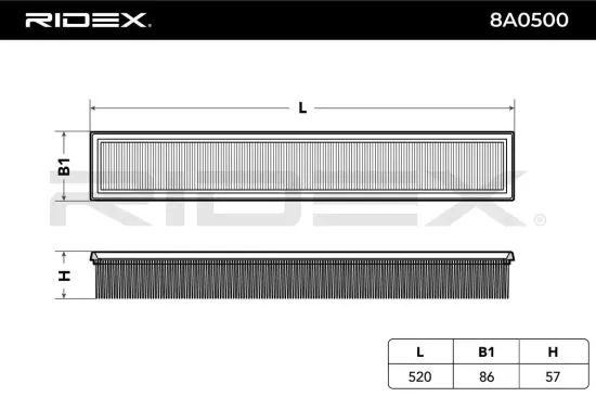 Luftfilter RIDEX 8A0500 Bild Luftfilter RIDEX 8A0500