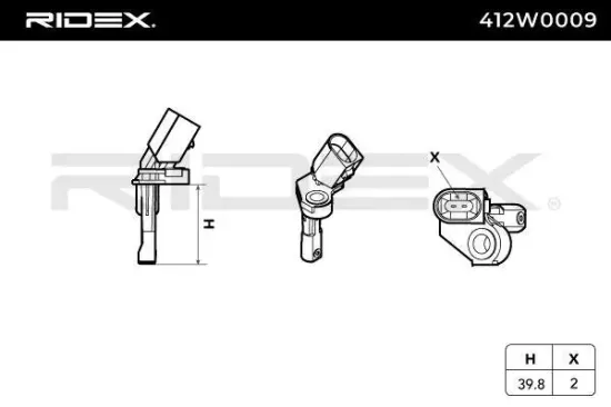 Sensor, Raddrehzahl Hinterachse rechts RIDEX 412W0009 Bild Sensor, Raddrehzahl Hinterachse rechts RIDEX 412W0009