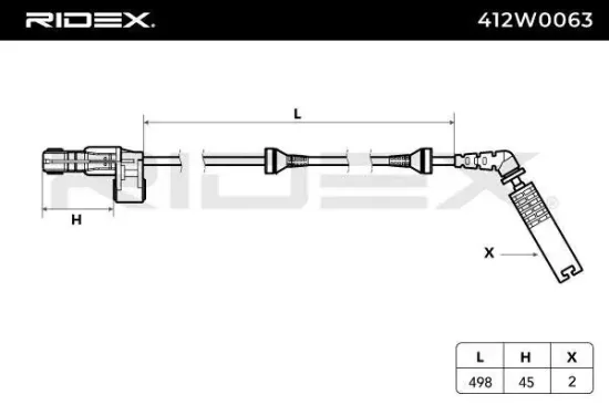Sensor, Raddrehzahl Vorderachse links RIDEX 412W0063 Bild Sensor, Raddrehzahl Vorderachse links RIDEX 412W0063
