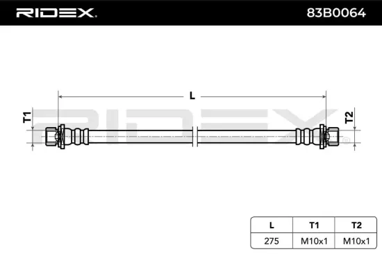 Bremsschlauch Hinterachse beidseitig RIDEX 83B0064 Bild Bremsschlauch Hinterachse beidseitig RIDEX 83B0064
