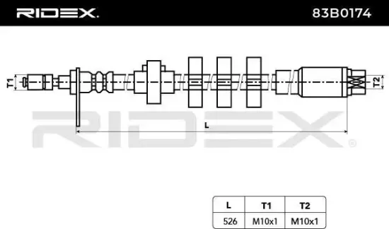 Bremsschlauch Vorderachse links RIDEX 83B0074 Bild Bremsschlauch Vorderachse links RIDEX 83B0074