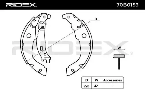 Bremsbackensatz Hinterachse RIDEX 70B0153 Bild Bremsbackensatz Hinterachse RIDEX 70B0153