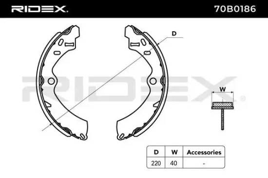 Bremsbackensatz Hinterachse RIDEX 70B0186 Bild Bremsbackensatz Hinterachse RIDEX 70B0186
