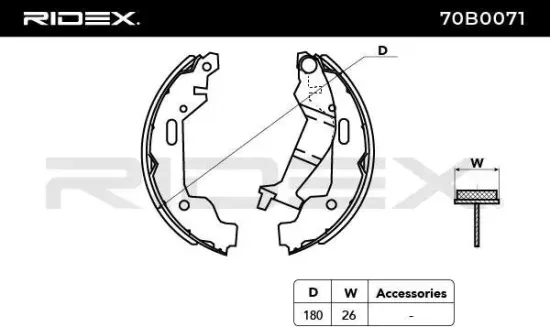 Bremsbackensatz Hinterachse RIDEX 70B0071 Bild Bremsbackensatz Hinterachse RIDEX 70B0071