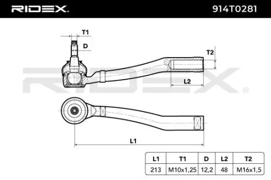Spurstangenkopf Vorderachse links RIDEX 914T0281 Bild Spurstangenkopf Vorderachse links RIDEX 914T0281