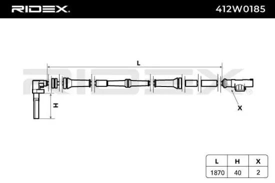 Sensor, Raddrehzahl Vorderachse links RIDEX 412W0185 Bild Sensor, Raddrehzahl Vorderachse links RIDEX 412W0185