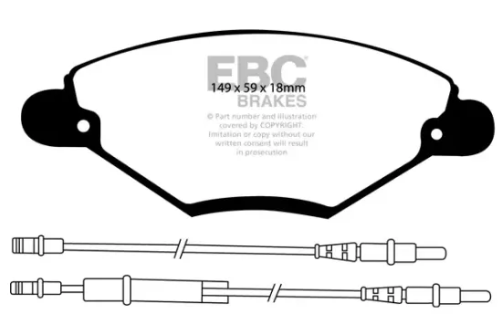 Bremsbelagsatz, Scheibenbremse Vorderachse EBC Brakes DP22149 Bild Bremsbelagsatz, Scheibenbremse Vorderachse EBC Brakes DP22149