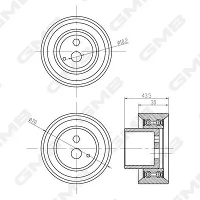 Spannrolle, Zahnriemen GMB GT80760 Bild Spannrolle, Zahnriemen GMB GT80760