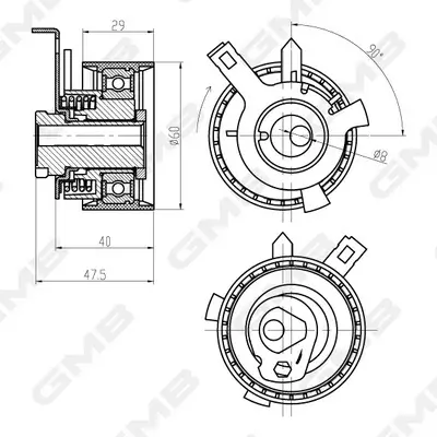Spannrolle, Zahnriemen GMB GTB0290 Bild Spannrolle, Zahnriemen GMB GTB0290