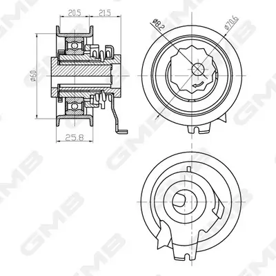 Spannrolle, Zahnriemen GMB GTB0710 Bild Spannrolle, Zahnriemen GMB GTB0710