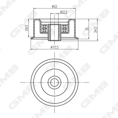 Umlenk-/Führungsrolle, Zahnriemen GMB GTC1290 Bild Umlenk-/Führungsrolle, Zahnriemen GMB GTC1290