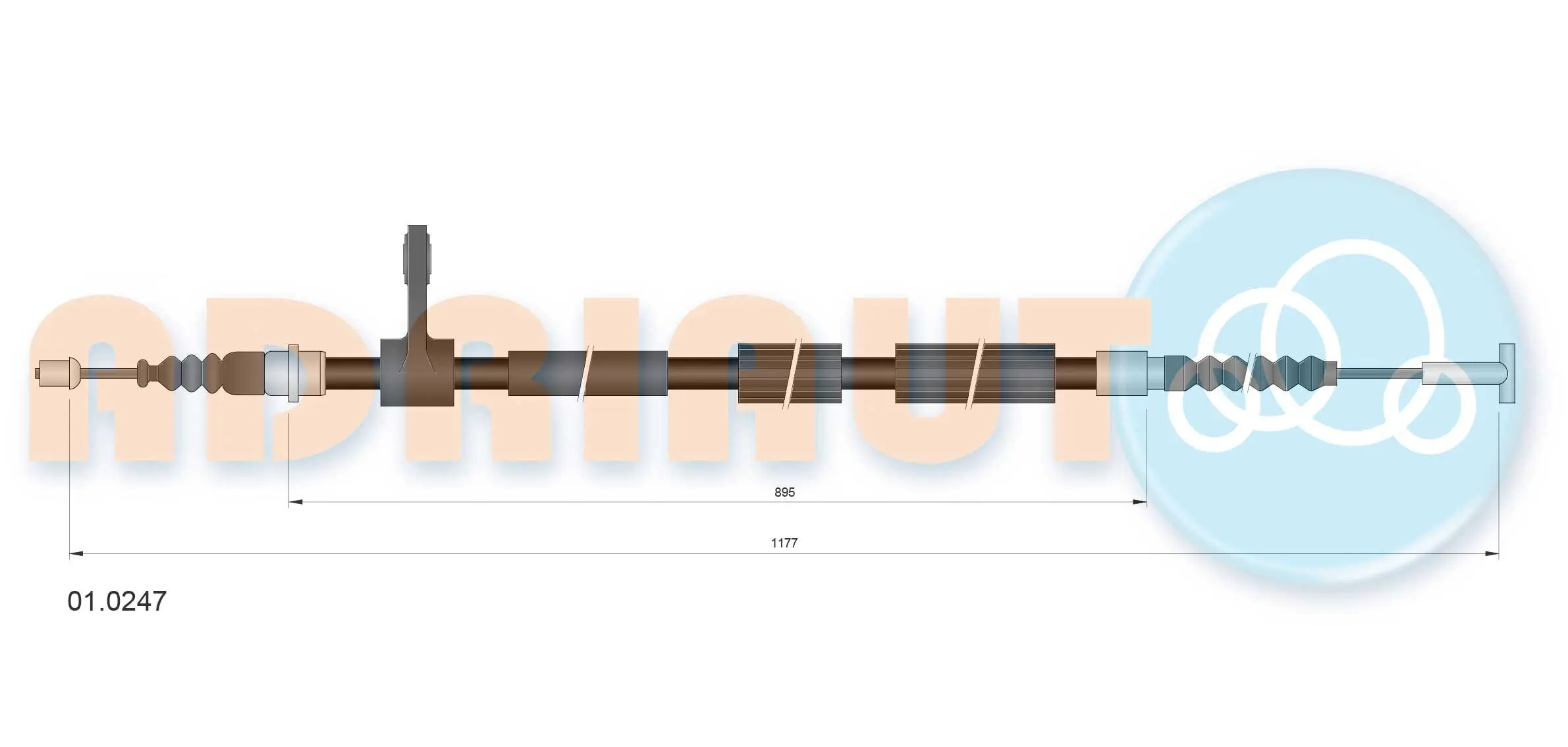 Seilzug, Feststellbremse hinten rechts ADRIAUTO 01.0247