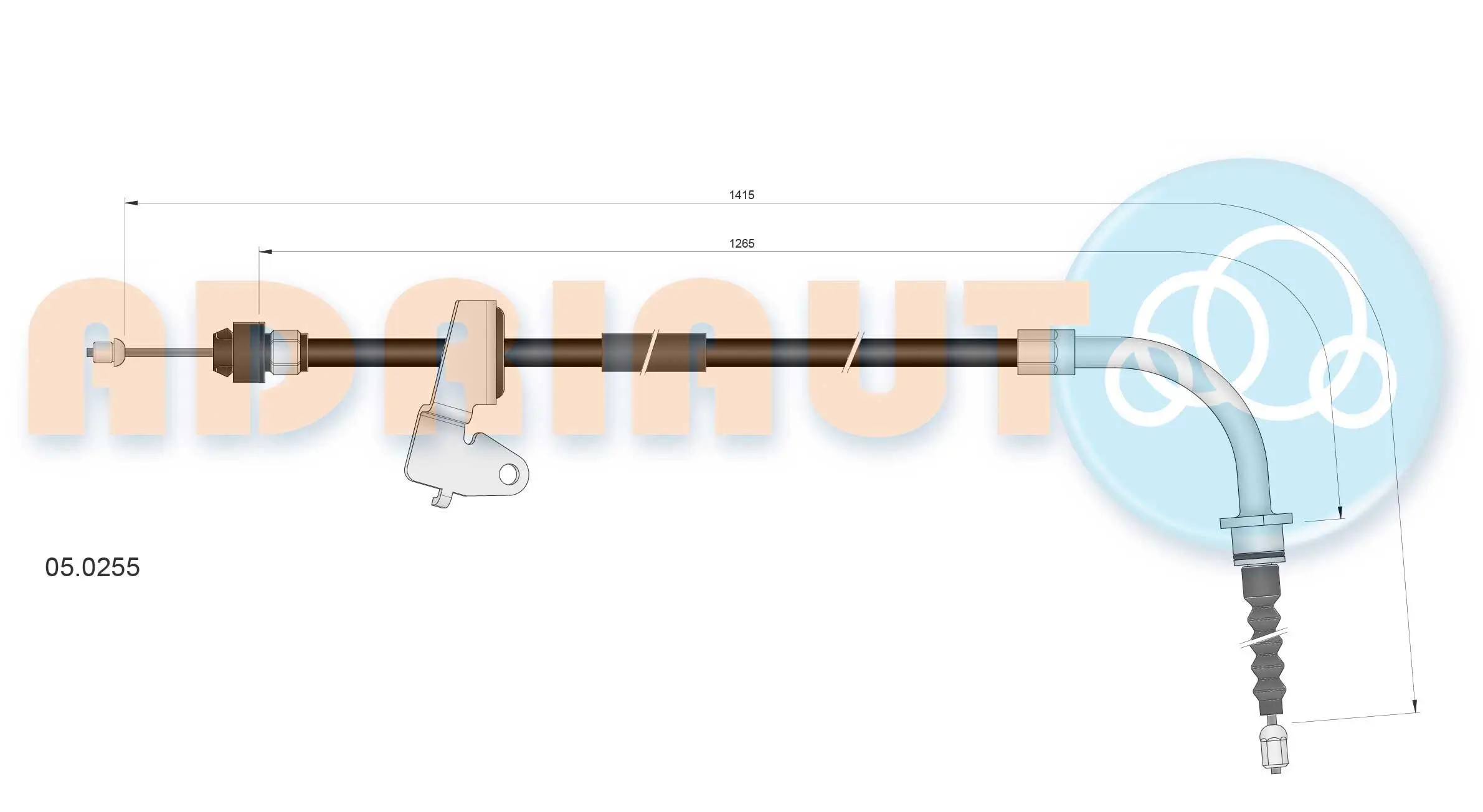 Seilzug, Feststellbremse hinten rechts ADRIAUTO 05.0255