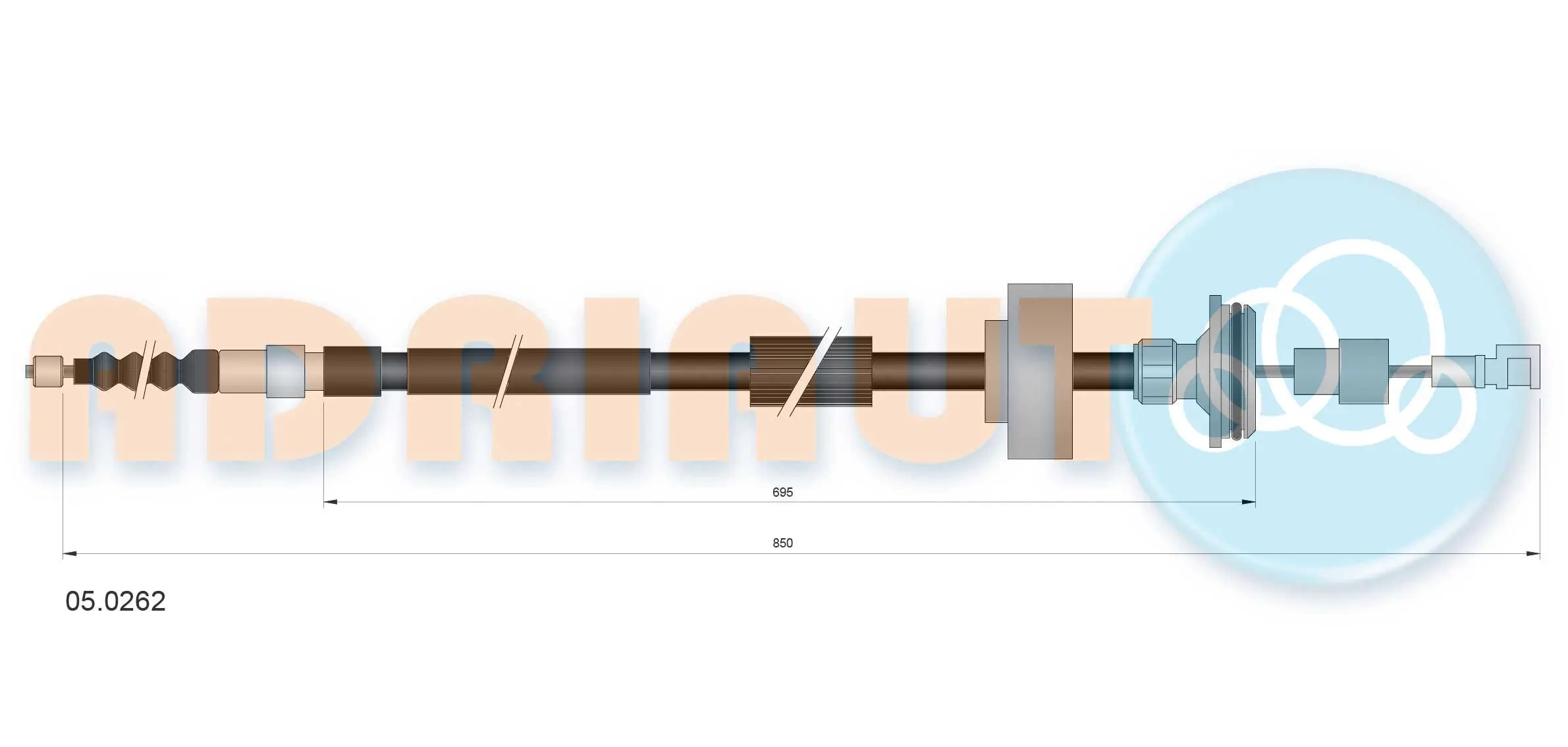 Seilzug, Feststellbremse hinten rechts ADRIAUTO 05.0262