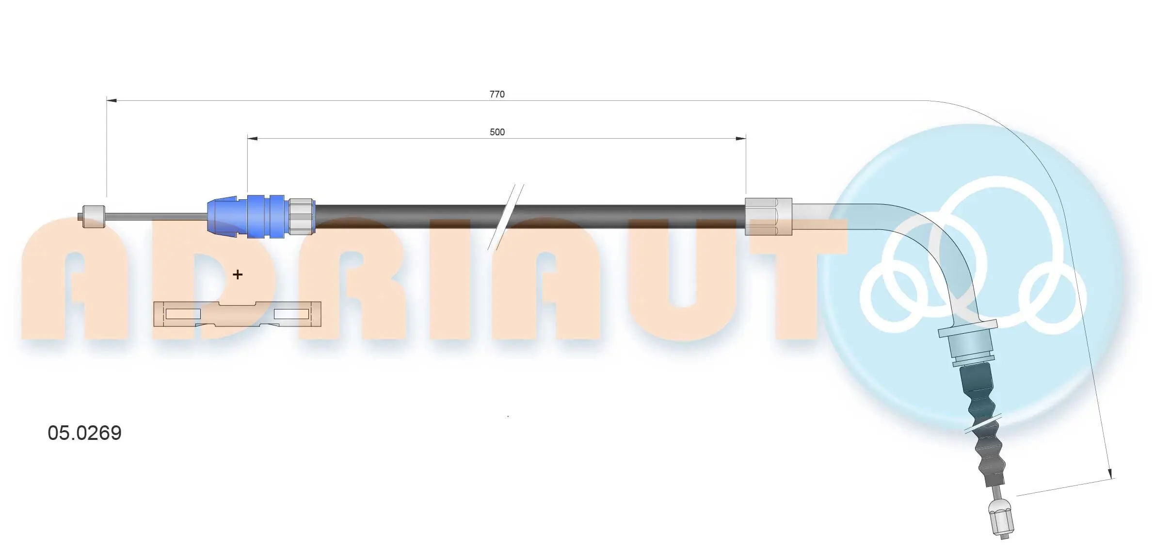Seilzug, Feststellbremse hinten rechts ADRIAUTO 05.0269