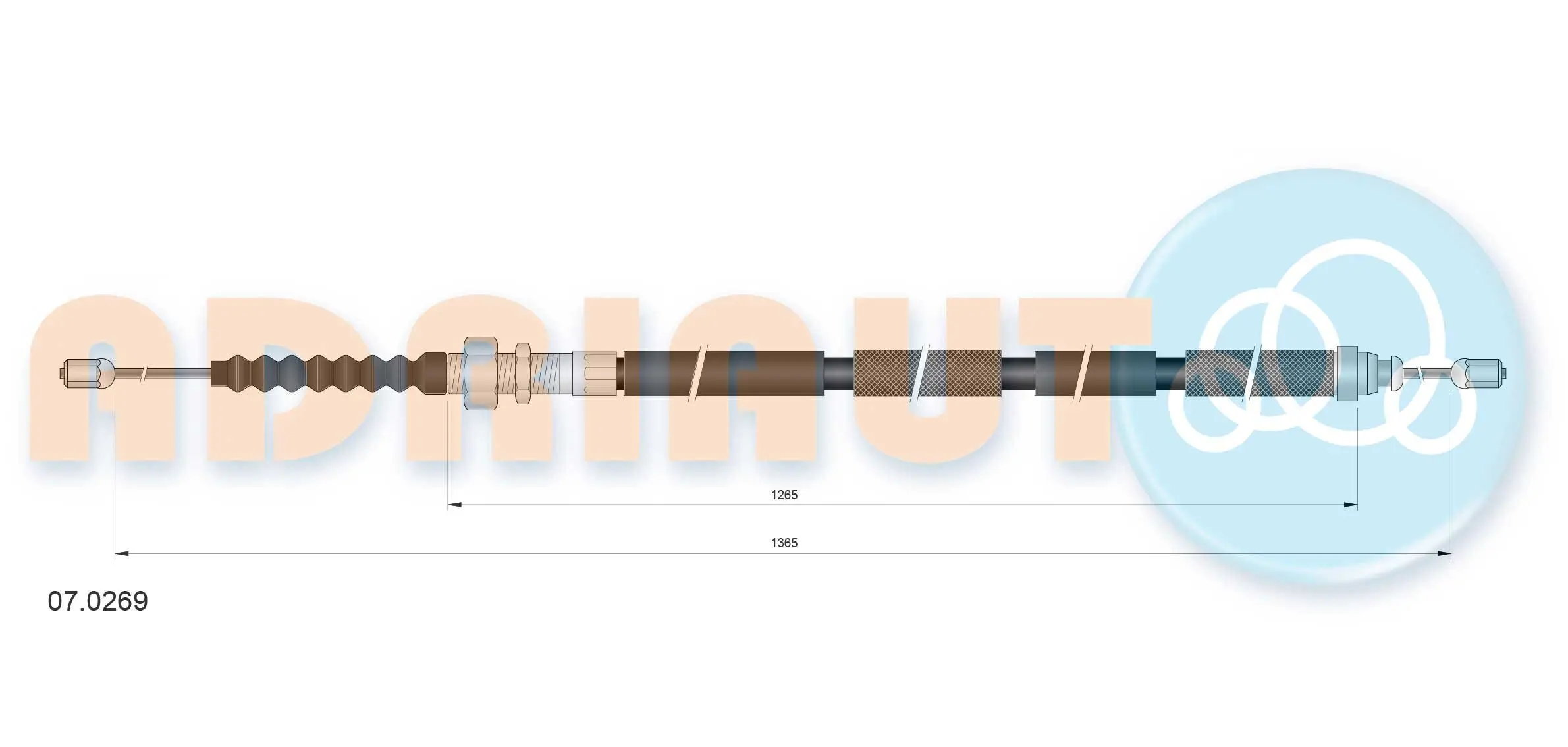 Seilzug, Feststellbremse hinten rechts ADRIAUTO 07.0269