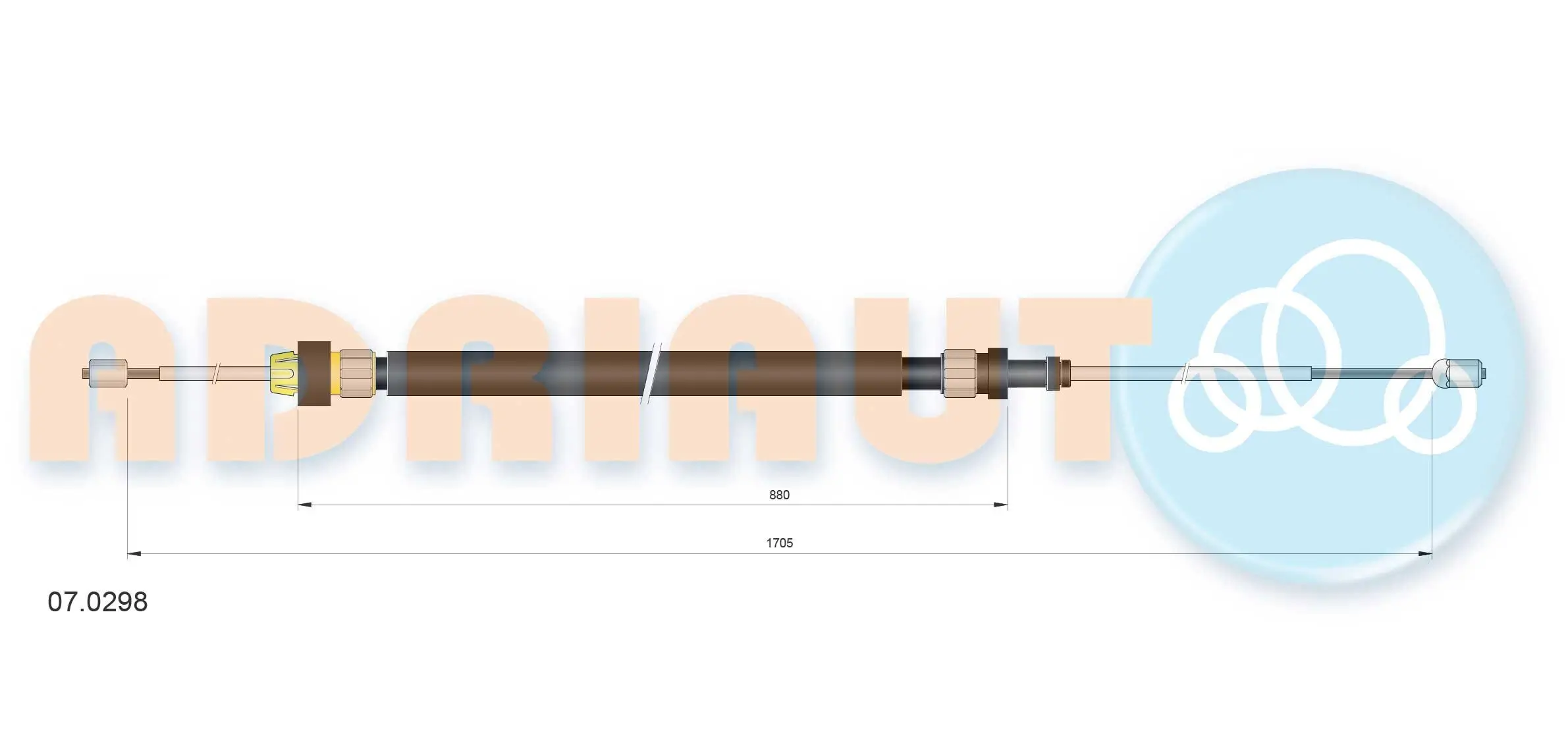 Seilzug, Feststellbremse hinten links hinten rechts ADRIAUTO 07.0298