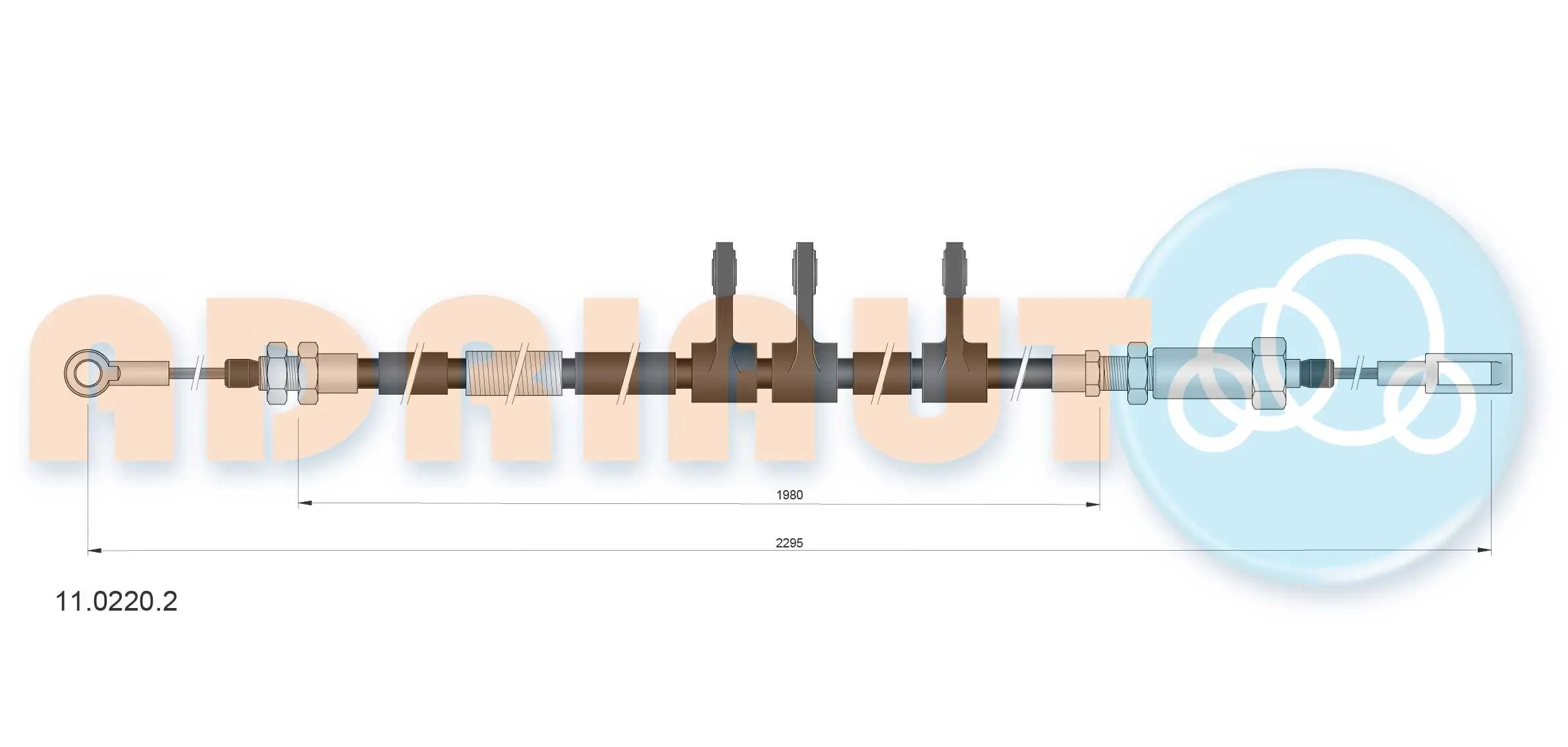 Seilzug, Feststellbremse vorne ADRIAUTO 11.0220.2